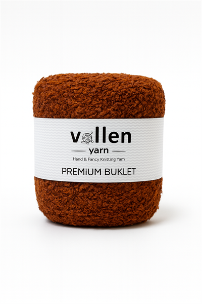 Vollen Yarn Premium Buklet İp 100 g 150 m | Yumuşak, Hafif ve Parlak Doku | Lüks El Örgüsü İpi,KİREMİT