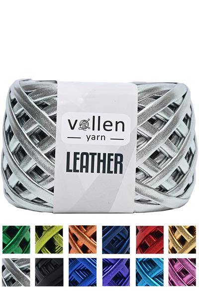 Vollen Yarn Premium Metalik Deri Rafya İp 120Gr/60Mt,GÜMÜŞ