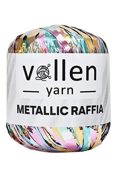 Vollen Yarn Premium Metalik Suni Rafya, Abiye Çanta İpi,Mix
