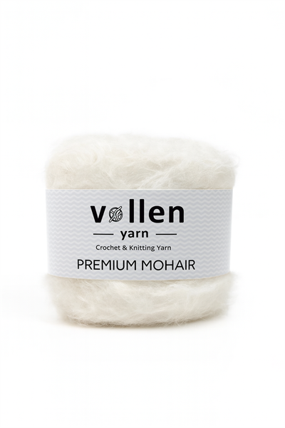 Vollen Yarn Premium Mohair 100 gr 250 m %25 Yün %75 Akrilik – Yumuşak, Hafif ve Dolgun Örgü İpi, KREM