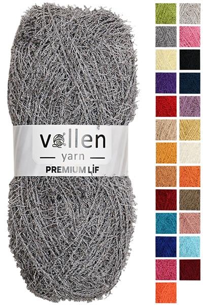 Vollen Yarn Premium Sert Banyo Lif İpi, Saçaklı İp,El Örgü İpi,Sert Lif İpi,GRİ