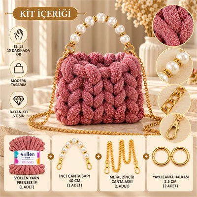 Vollen Yarn Prenses Çanta Kiti – 15 Dakikada Kendi Çantanı Tasarla! ✨, LİLA
