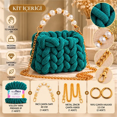 Vollen Yarn Prenses Çanta Kiti – 15 Dakikada Kendi Çantanı Tasarla! ✨, TURKUAZ