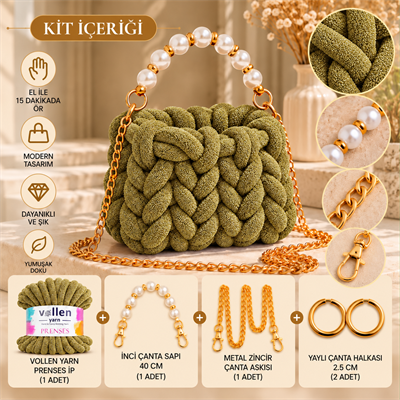 Vollen Yarn Prenses Çanta Kiti – 15 Dakikada Kendi Çantanı Tasarla! ✨, ALTIN-2