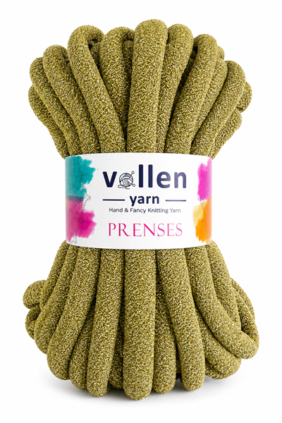 Vollen Yarn Prenses Chunky Simli Polyester El Örgü İpi 500 gr 14 m Parmak Örgü Çanta Battaniye İpi, 5108