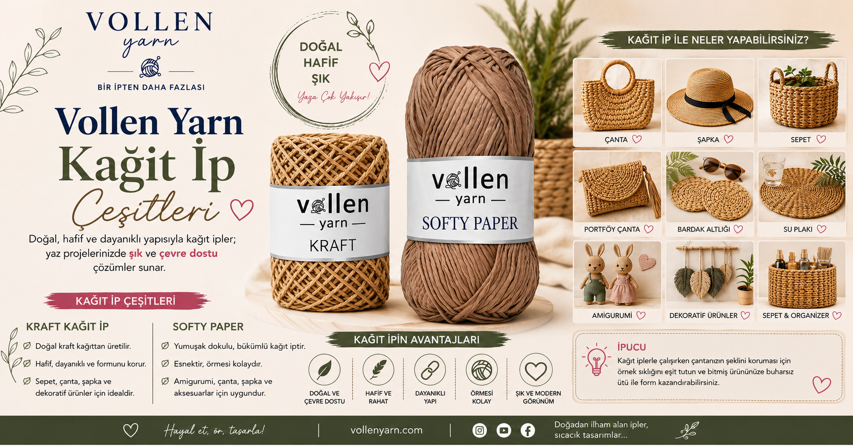 Vollen Yarn Kağıt İp Çeşitleri Nedir? Neler Yapabilirsiniz?