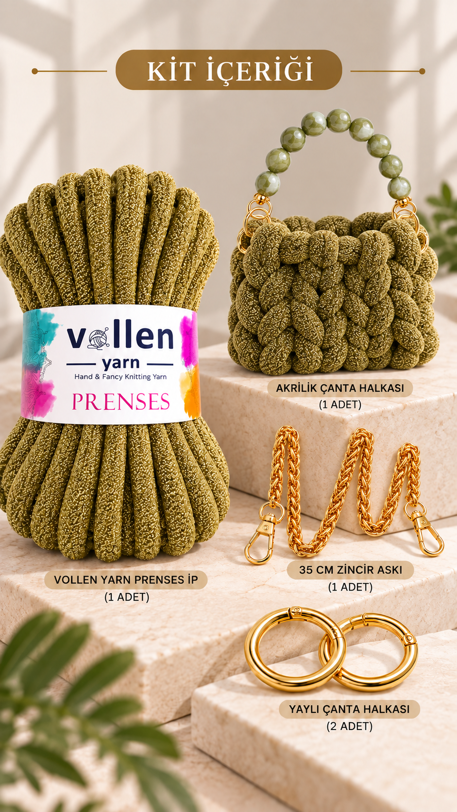 Vollen Yarn Prenses Çanta Kiti – 15 Dakikada Kendi Çantanı Tasarla! ✨
