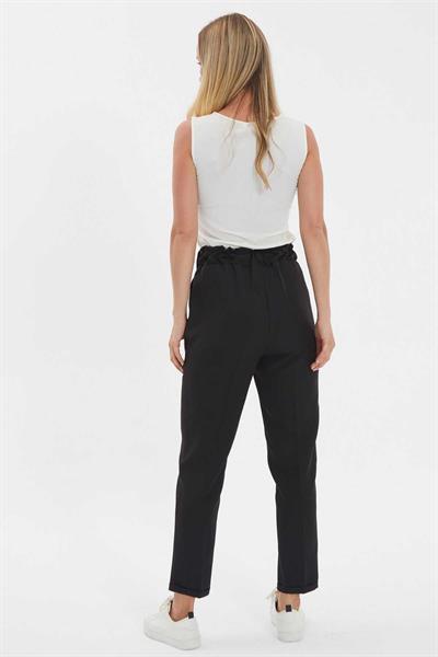 Arkası Lastikli Cepli Duble Paça Pantolon  /  SİYAH