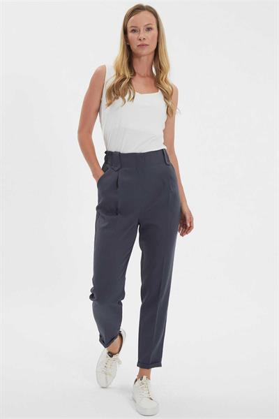 Arkası Lastikli Cepli Duble Paça Pantolon  /  GRİ