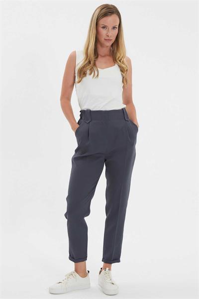 Arkası Lastikli Cepli Duble Paça Pantolon  /  GRİ