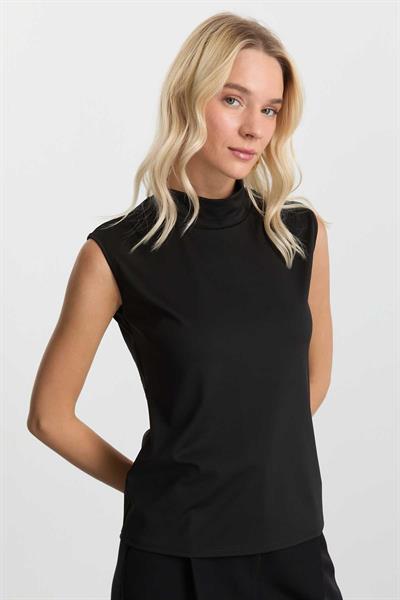 Balıkçı Yaka Kolsuz Bluz  /  SİYAH