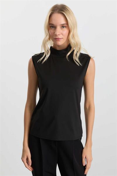 Balıkçı Yaka Kolsuz Bluz  /  SİYAH