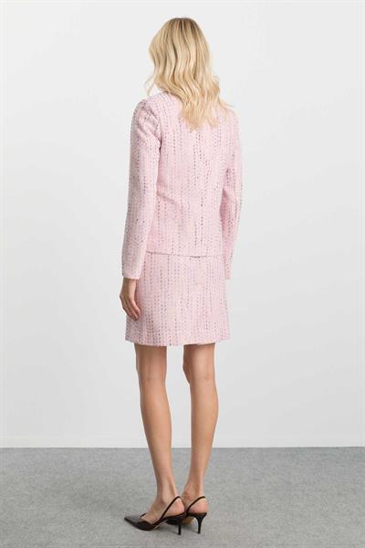 Bebe Yaka Dik Cepli Kendinden Simliı Ceket  /  PEMBE