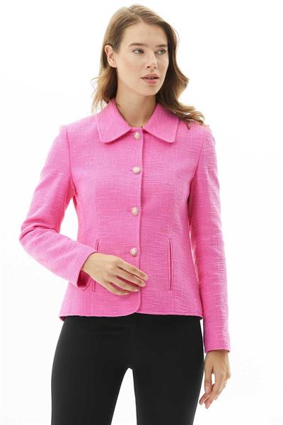 Bebe Yaka Dik Fleto Cep Ceket  /  PEMBE