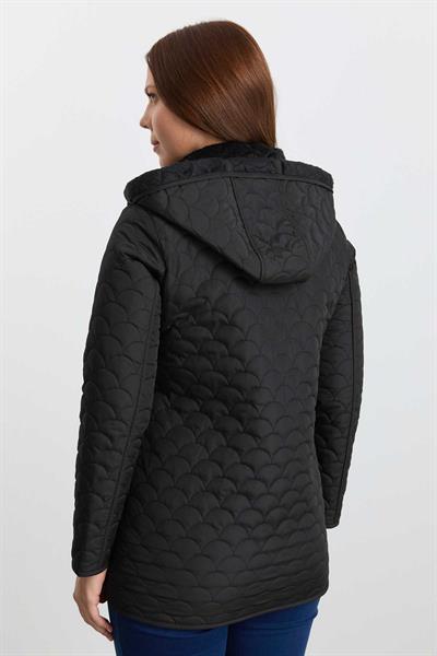 Bebe Yaka İçi Velboalı Kapüşonlu Kapitone Mont  /  SİYAH