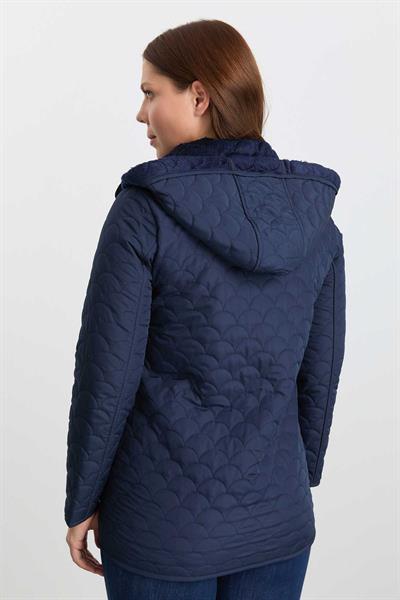 Bebe Yaka İçi Velboalı Kapüşonlu Kapitone Mont  /  LACİVERT