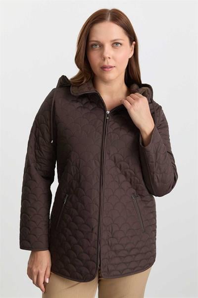 Bebe Yaka İçi Velboalı Kapüşonlu Kapitone Mont  /  KAHVE