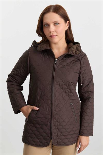 Bebe Yaka İçi Velboalı Kapüşonlu Kapitone Mont  /  KAHVE