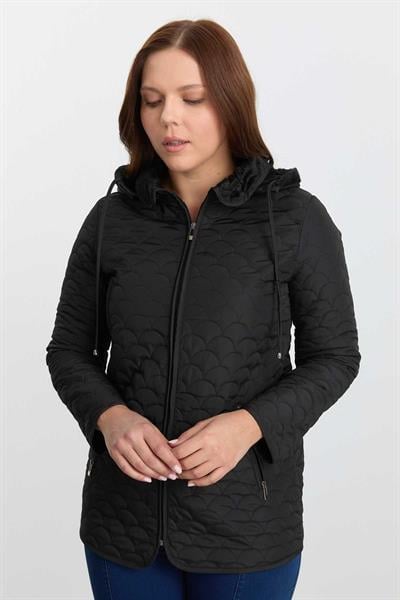 Bebe Yaka İçi Velboalı Kapüşonlu Kapitone Mont  /  SİYAH