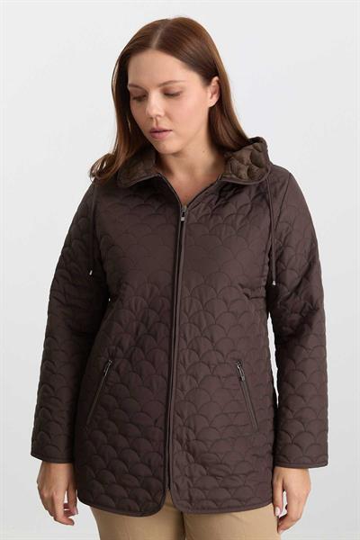 Bebe Yaka İçi Velboalı Kapüşonlu Kapitone Mont  /  KAHVE