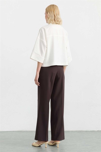 Bebe Yaka Önü Düğmeli Truvakar Kol Ceket  /  EKRU