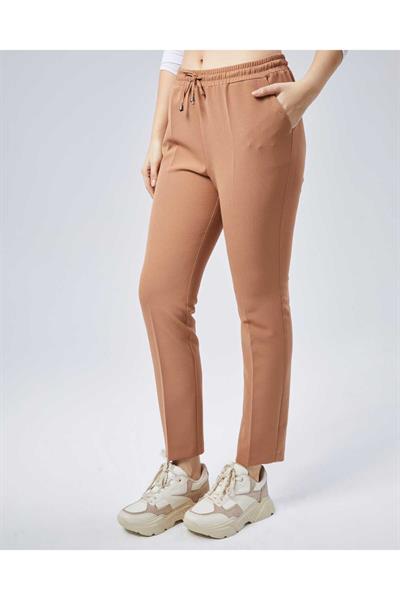 Beli Bağcıklı Boru Paça Pantolon  /  CAMEL
