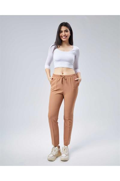 Beli Bağcıklı Boru Paça Pantolon  /  CAMEL