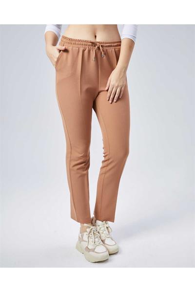 Beli Bağcıklı Boru Paça Pantolon  /  CAMEL