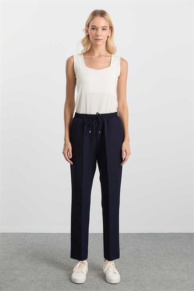 Beli Bağcıklı Boru Paça Pantolon  /  LACİVERT