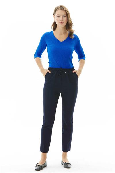 Beli Bağcıklı Boru Paça Pantolon  /  LACİVERT