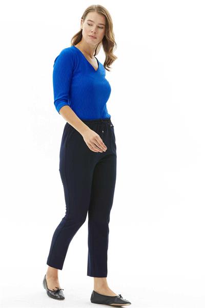 Beli Bağcıklı Boru Paça Pantolon  /  LACİVERT