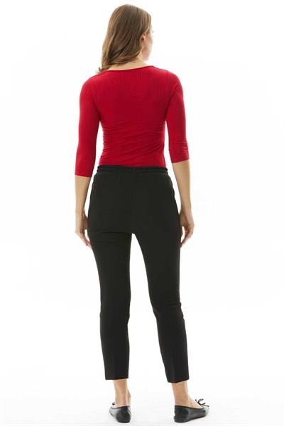 Beli Bağcıklı Boru Paça Pantolon  /  SİYAH