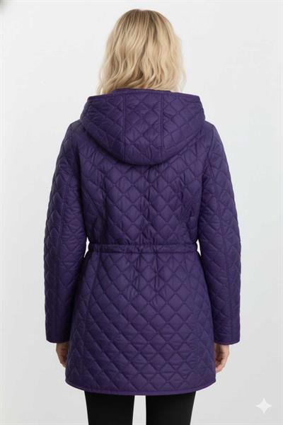 Beli Bağlamalı Kapüşonlu Kapitone Mont  /  MOR