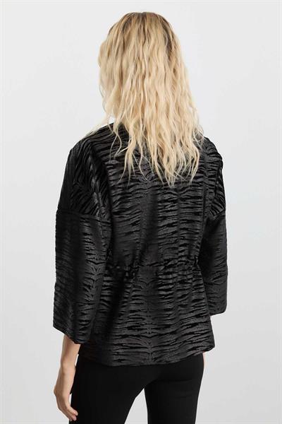 Beli Büzgülü Zebra Desen Ceket  /  SİYAH
