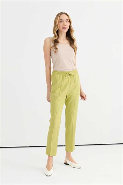 Beli Lastikli Bağlamalı Boru Paça Pantolon  /  YEŞİL