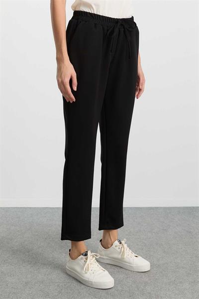 Beli Lastikli Boru Paça Pantolon  /  SİYAH