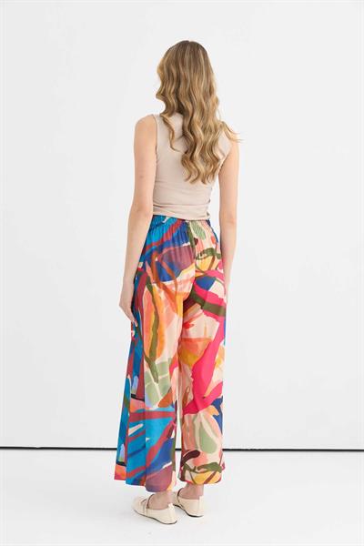 Beli Lastikli Emprime Pantolon  /  MAVİ