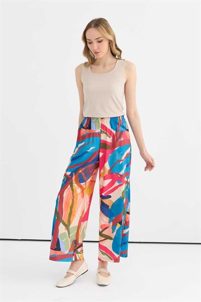 Beli Lastikli Emprime Pantolon  /  MAVİ