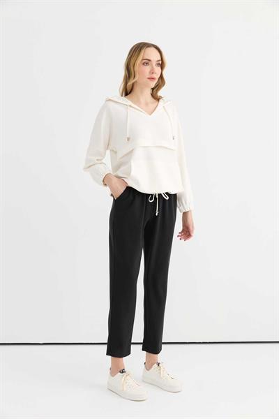 Beli Lastikli Havuç Örme Pantolon  /  SİYAH