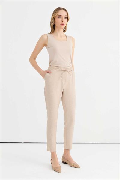 Beli Lastikli Havuç Pantolon  /  BEJ