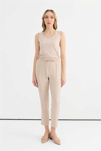 Beli Lastikli Havuç Pantolon  /  BEJ