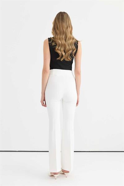 Beli Lastikli İspanyol Paça Pantolon  /  EKRU