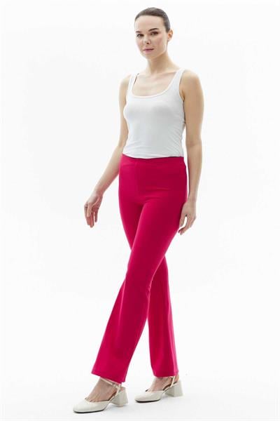 Beli Lastikli İspanyol Paça Pantolon  /  FUŞYA