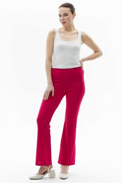Beli Lastikli İspanyol Paça Pantolon  /  FUŞYA