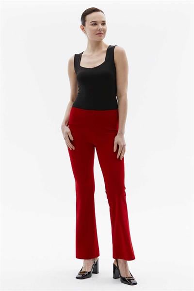 Beli Lastikli İspanyol Paça Pantolon  /  KIRMIZI