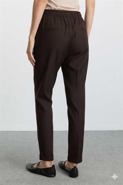 Beli Logolu Ön Paçası Duble Paça Örme Pantolon  /  KAHVE