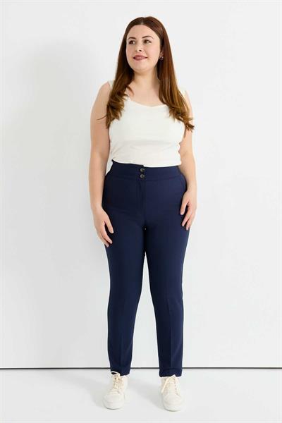 Büyük Beden Beli Geniş Lastikli Dar Paça Pantolon  /  LACİVERT