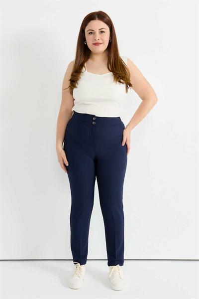 Büyük Beden Beli Geniş Lastikli Dar Paça Pantolon  /  LACİVERT