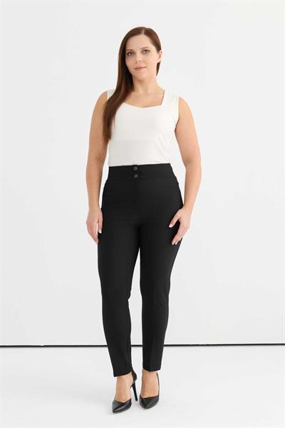 Büyük Beden Beli Geniş Lastikli Dar Paça Pantolon  /  SİYAH