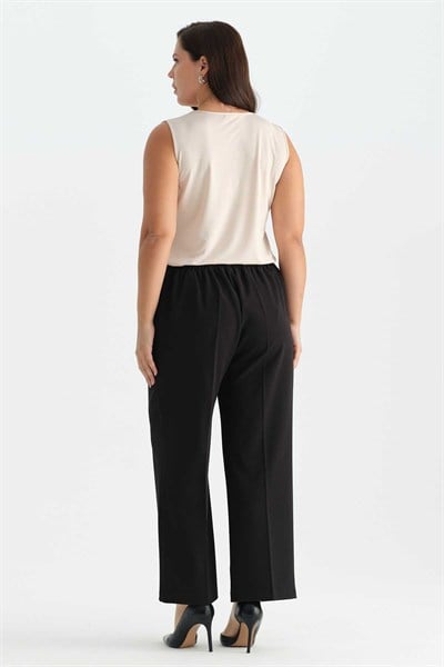 Büyük Beden Cepli Bol Paça Pantolon  /  SİYAH